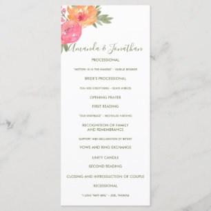Programme de mariage aquarelle fleurs de printemps