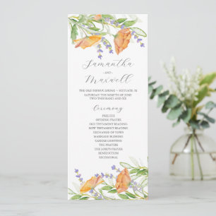 Programme de mariage aquarelle Fleurs sauvages