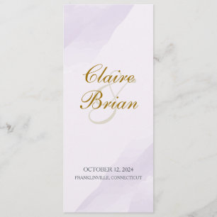 Programme de mariage aquarelle, Lavender Flat Prog
