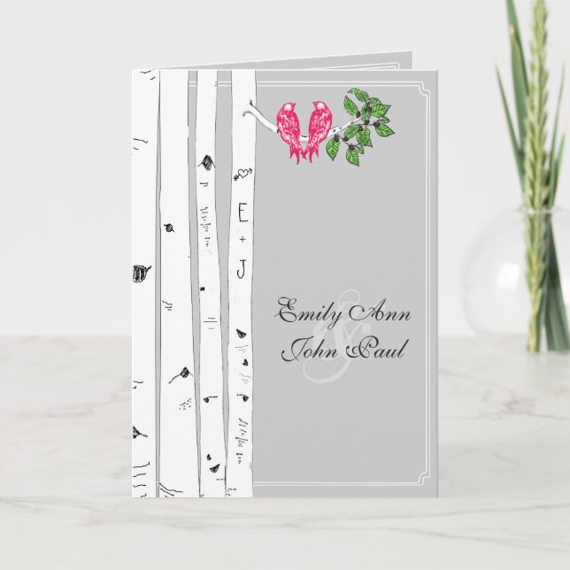 Programme de mariage Arbres de bouleau Oiseaux d'a (Devant)