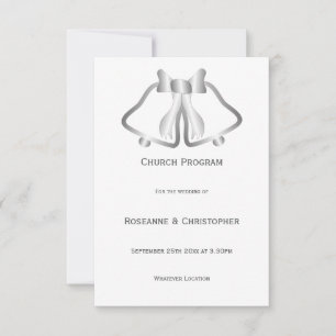Programme De Mariage Argent Cloches Et Ruban