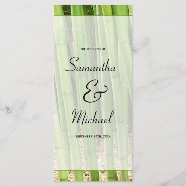 Programme de mariage asiatique en bambou vert (Devant)