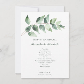 Programme de mariage au eucalyptus aquarelle | Pro