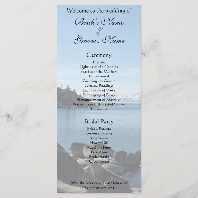 Programme de mariage au lac Tahoe (Devant)