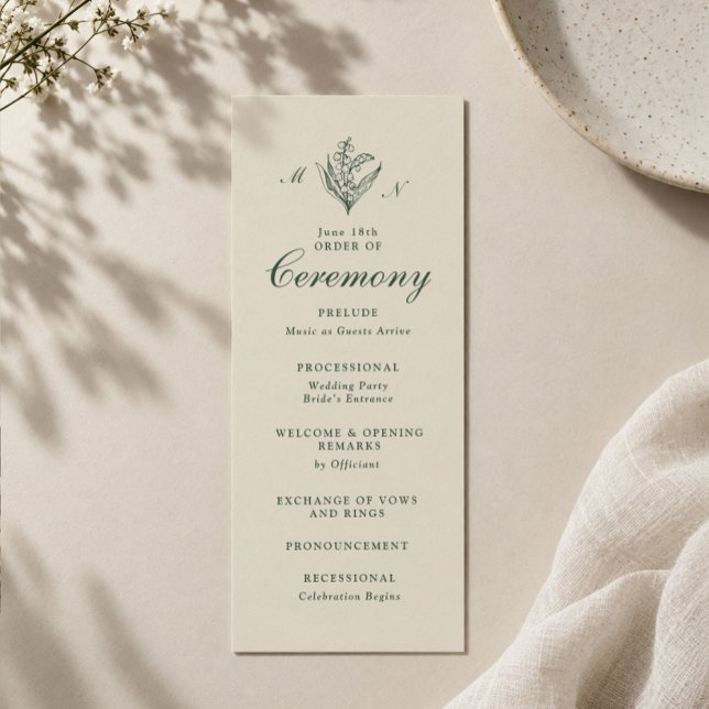 Programme de mariage au monogramme de muguet (Créateur téléchargé)