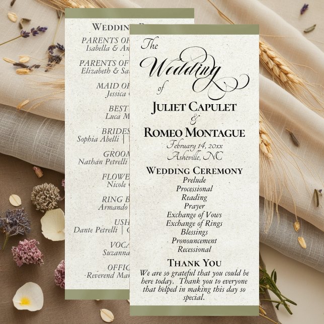 Programme de mariage au ruban sauge (Créateur téléchargé)