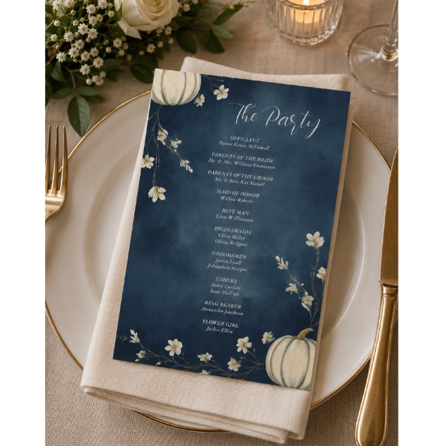 Programme de mariage automnal citrouille bleu mari (Créateur téléchargé)
