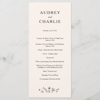 Programme de mariage aux fleurs sauvages