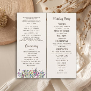 Programme de mariage aux fleurs sauvages aquarelle