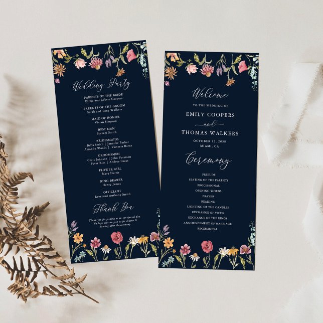 Programme de mariage aux fleurs sauvages bleues ma (Créateur téléchargé)