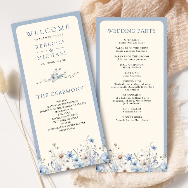 Programme de mariage aux fleurs sauvages bohème bl (Créateur téléchargé)