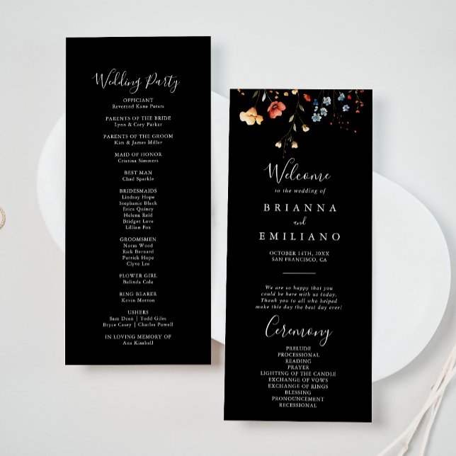 Programme de mariage aux fleurs sauvages du jardin (Créateur téléchargé)