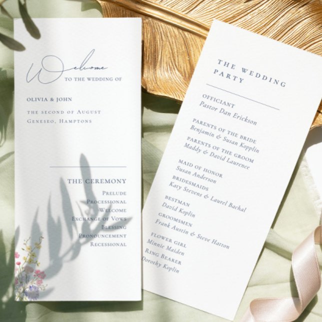 Programme de mariage aux fleurs sauvages Élégant B (Elegant Boho Chic Wildflowers Wedding Program)