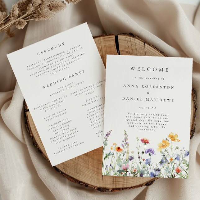 Programme de mariage aux fleurs sauvages vibrantes (Créateur téléchargé)