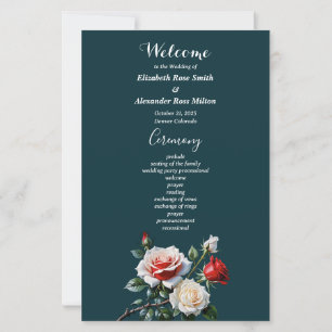 Programme de mariage aux roses blanches et roses f