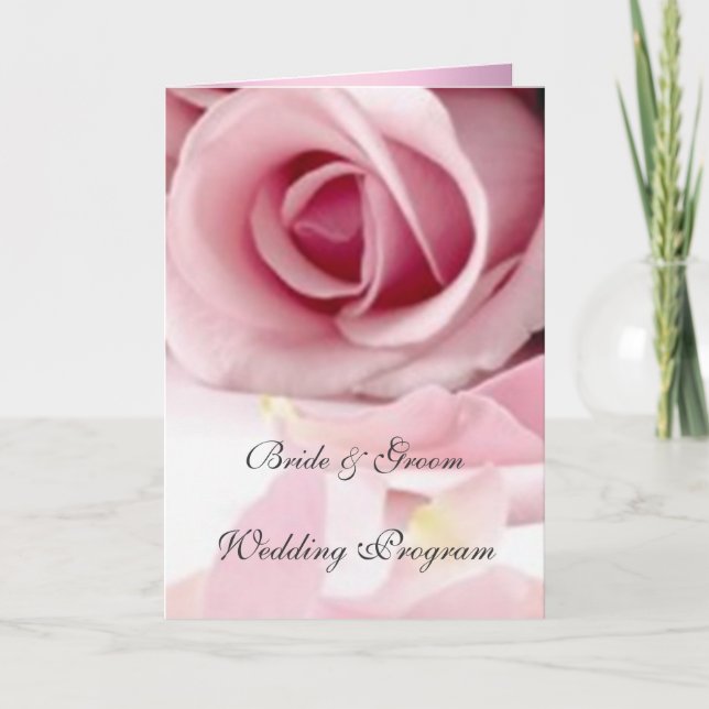 Programme de mariage aux roses roses vintage (Devant)