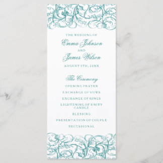 Programme de mariage aux tourbillons bleus / turqu