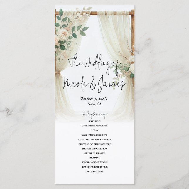 Programme de Mariage avec Arches en Bois Fleuris e (Devant)