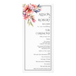 Programme de mariage avec branche de rhododendron 