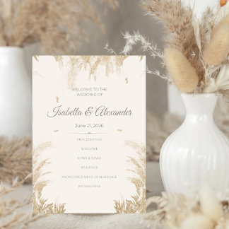 Programme de mariage avec herbe de Pampas