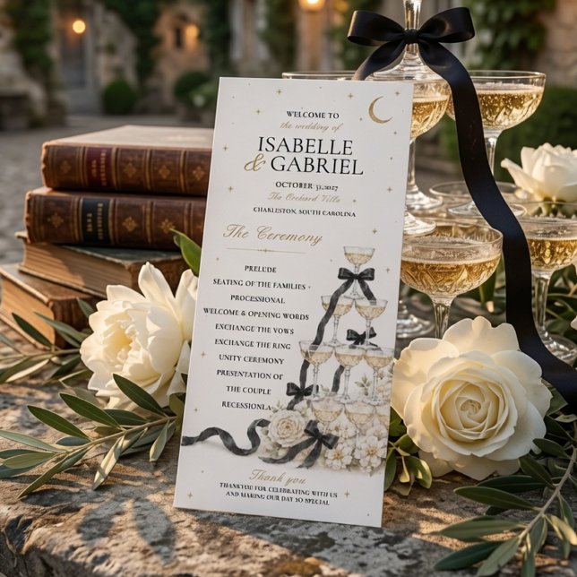 Programme de mariage avec tour de champagne à ruba (Créateur téléchargé)
