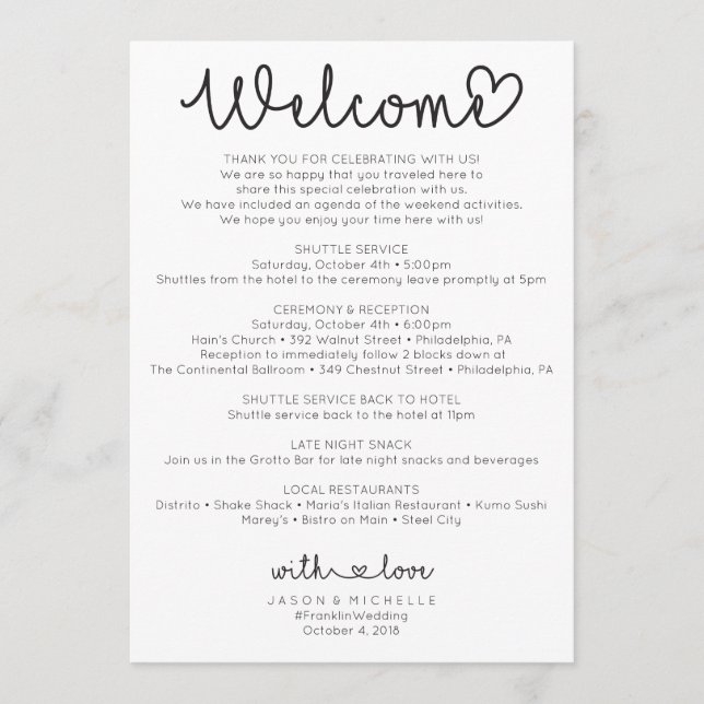 Programme de mariage - Bienvenue au mariage - Scri (Devant)