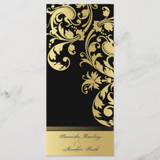 Programme de mariage - Black & Gold Shimmer Floral