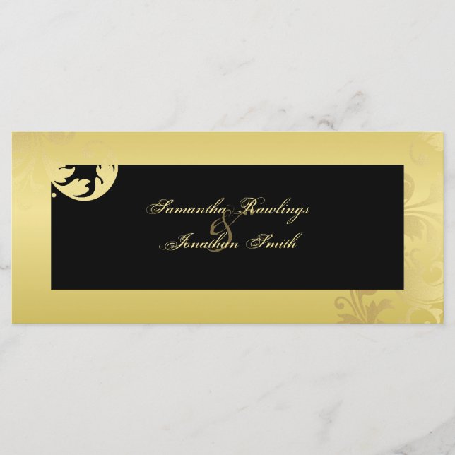 Programme de mariage - Black & Gold Shimmer Floral (Devant)