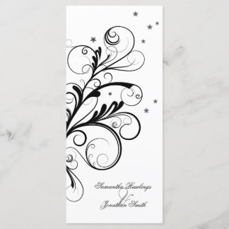 Programme de mariage - Black White Floral Elegant