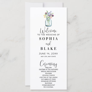Programme de mariage blanc avec jarre Mason et fle