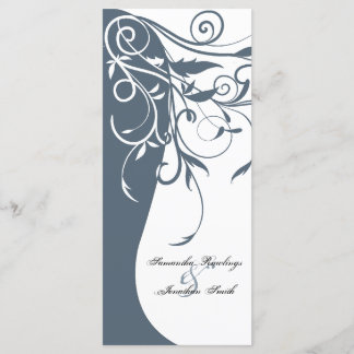 Programme de mariage - Blanc Bleu Contraste Floral