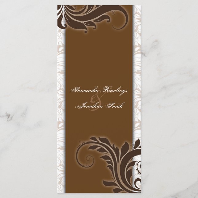 Programme de mariage Blanc Brown Beige Elégant Flo (Devant)