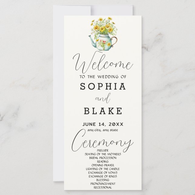 Programme de mariage blanc crème Marguerites Campa (Devant)