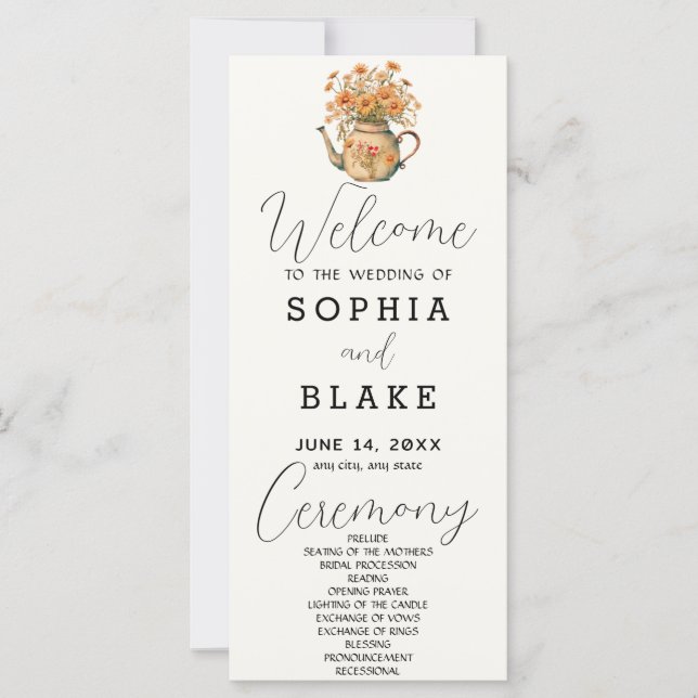 Programme de mariage blanc crème Marguerites Campa (Devant)