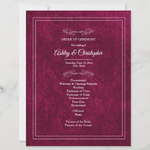 Programme de mariage blanc en velours de baie de B