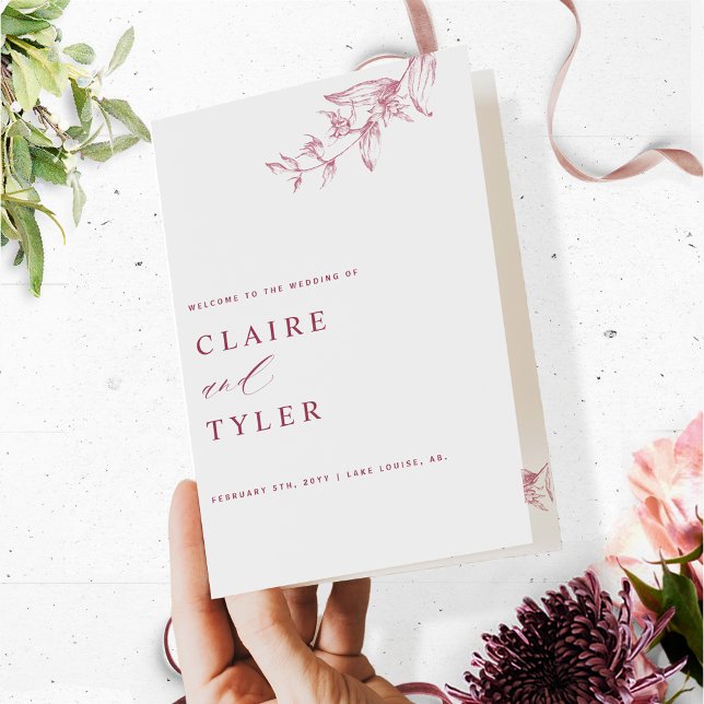 Programme de mariage blanc et bordeaux chic et sim (Créateur téléchargé)