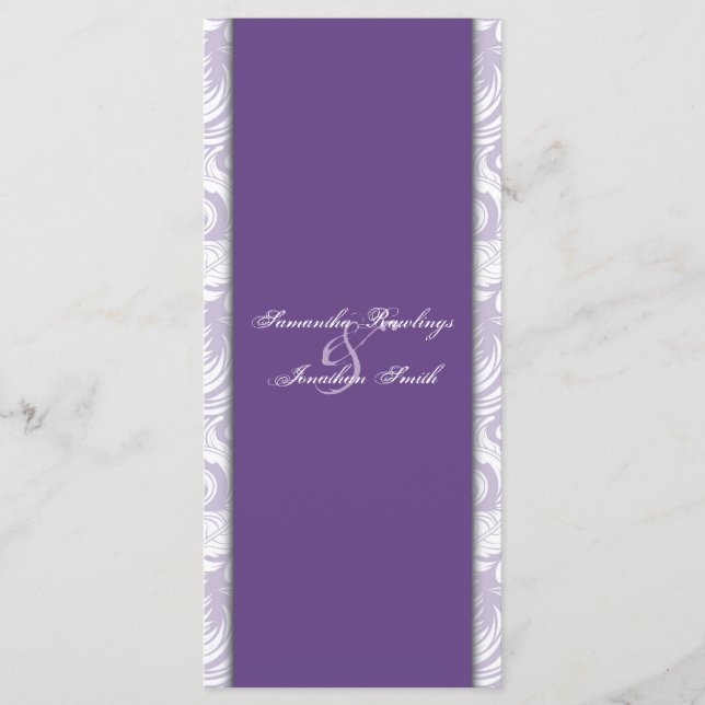 Programme de mariage - blanc violet élégant Floral (Devant)