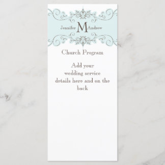 Programme de mariage bleu blanc vintage