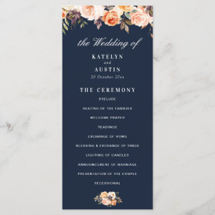 programme de mariage bleu marine floral automne