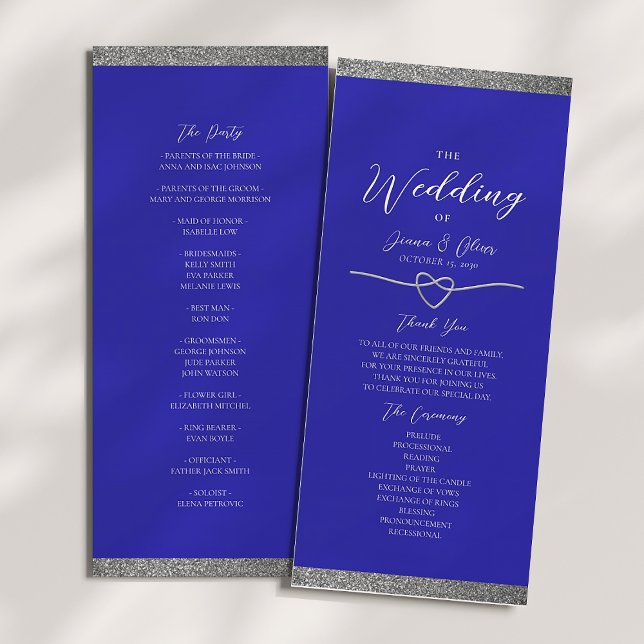 Programme de mariage bleu royal argenté moderne (Créateur téléchargé)
