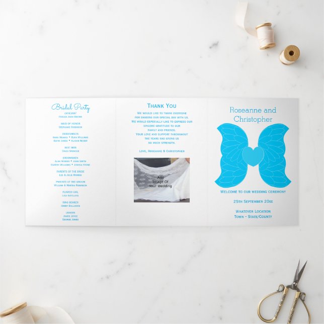 Programme de mariage Blue Angel Wings Coeur Design (Extérieur)