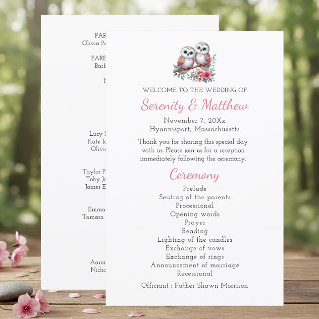 Programme de mariage bohème champêtre en bois de c (Créateur téléchargé)