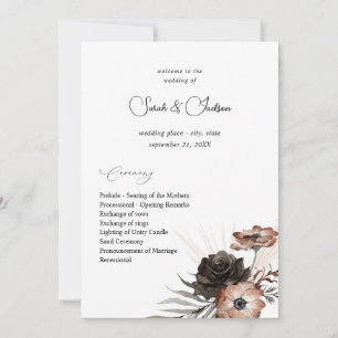 Programme de mariage bohème floral noir et naturel