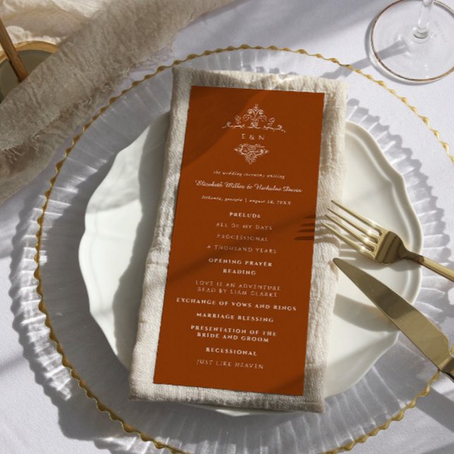 Programme de mariage bohème orné | Monogramme Vint (Créateur téléchargé)