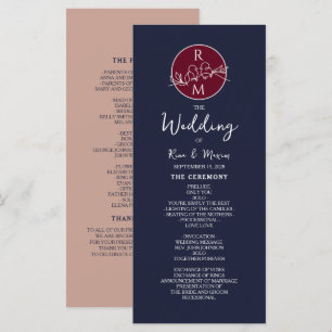 Programme de mariage bordeaux et bleu marine