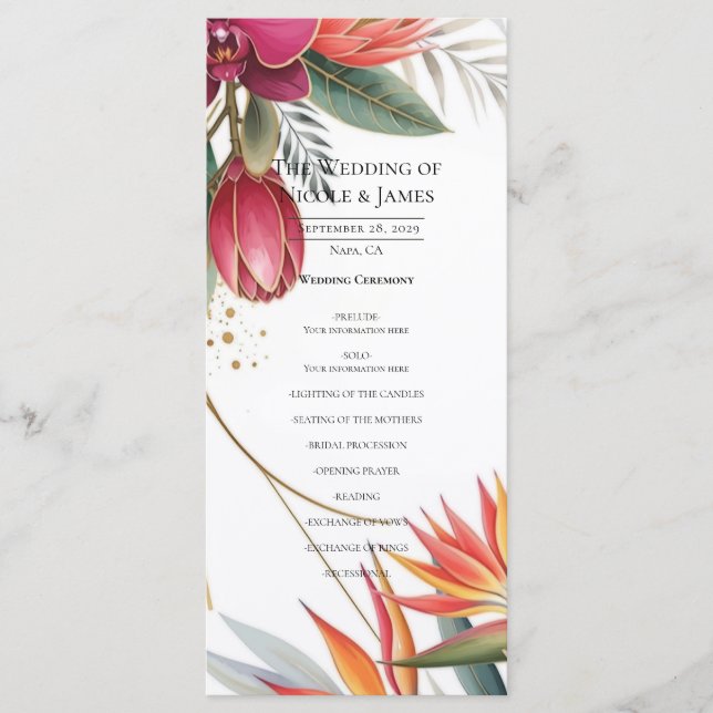 Programme de mariage botanique au paradis floral t (Devant)