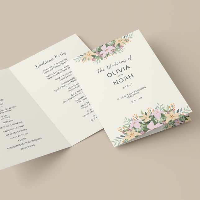 Programme de mariage botanique - carte pliée bohèm (Créateur téléchargé)