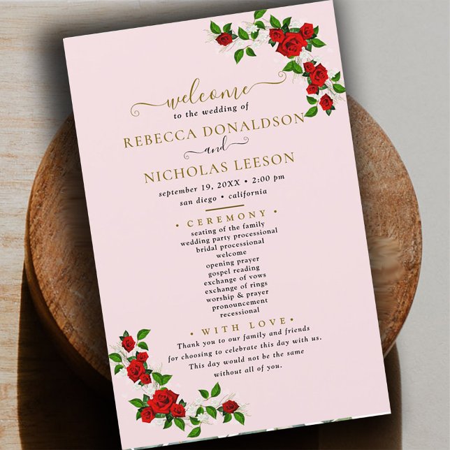 Programme de mariage botanique des fleurs Roses tu (Créateur téléchargé)
