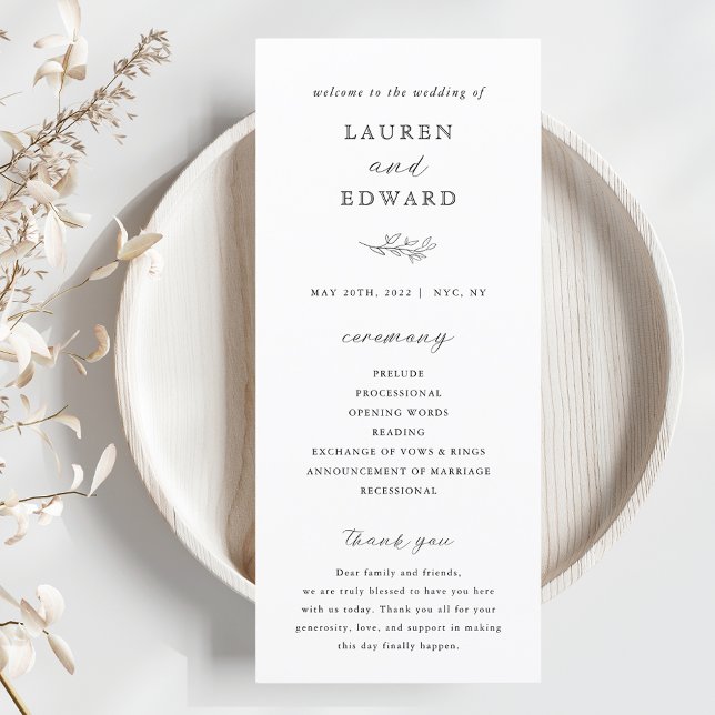 Programme de mariage botanique élégant moderne (Créateur téléchargé)