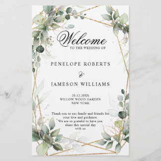 Programme de mariage botanique Eucalyptus Greenery